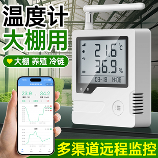 温度计大棚专用温湿度报警器农业蔬菜养殖场4G温控记录仪手机显示