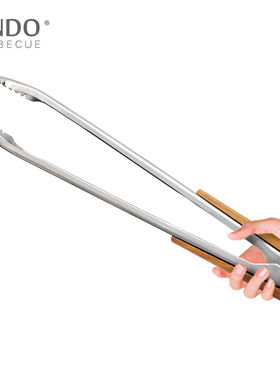 LINDO大号加厚加长不锈钢食品夹子烧烤夹面包食物牛排夹烧烤工具
