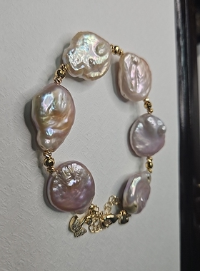 锦绣微光 天然异形超大异型巴洛克珍珠手链