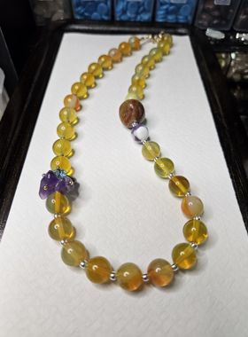 锦绣微光 原创千羽玛瑙天然石项链轻奢高级感锁骨链