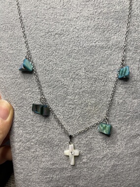 贝壳项链毛衣链十字架项链材质铁