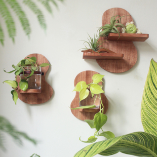 中古法式实木置物架水培玻璃花瓶壁挂装饰搁板墙面花器植物架花架