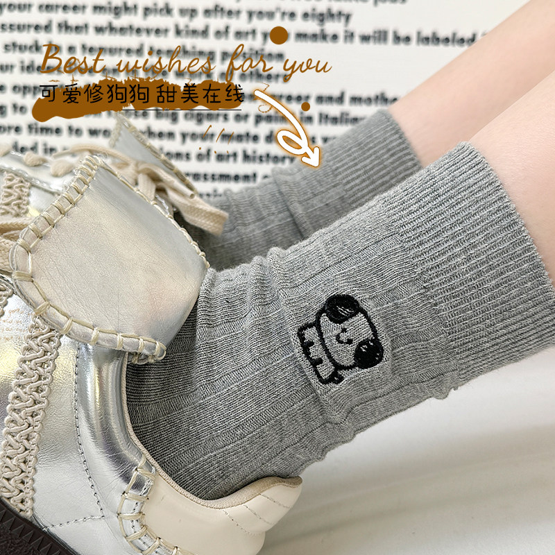 灰色堆堆袜子女中筒袜冬季防臭吸汗ins潮春秋款诸暨网红运动长袜