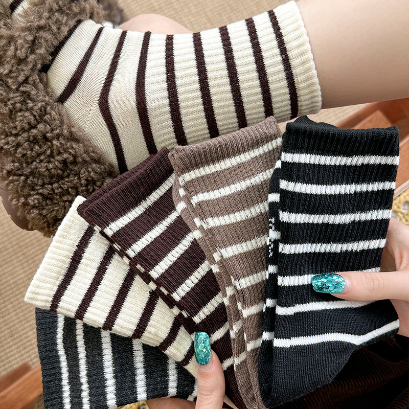 条纹袜子女中筒袜春秋季2025新款爆款网红秋冬ins潮日系运动长袜,女士内衣/男士内衣/家居服,中筒袜,淘宝优惠券,粉丝福利购,淘宝优惠卷