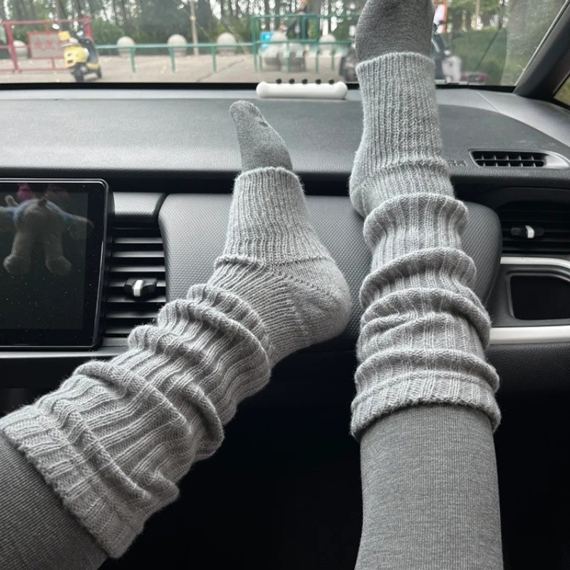 灰色堆堆袜套袜子女款2025秋冬季y2k针织小腿袜长筒袜腿套叠穿