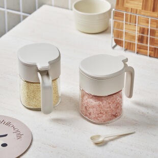 玻璃密封调味罐厨房盐罐家用400克大容量调料盒盒糖罐防潮盐瓶