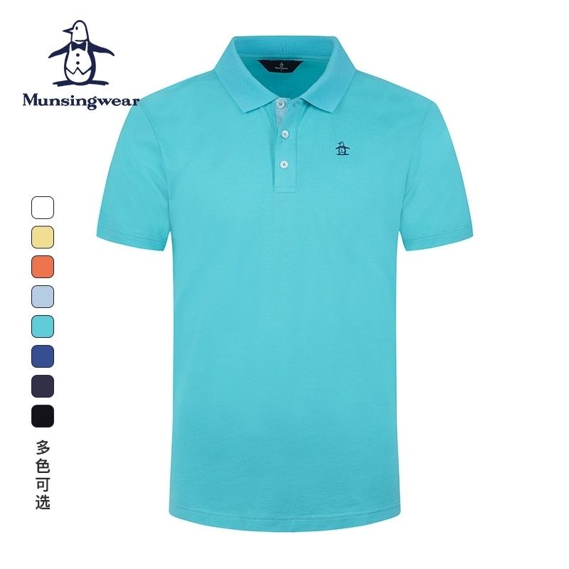 万星威/MUNSINGWEAR高尔夫服装男24款夏棉短袖Polo衫休闲弹力T 恤