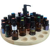 瓶摆放盘 滚珠瓶分装 37分格可放椰子油 精油展示架实木圆收纳盒