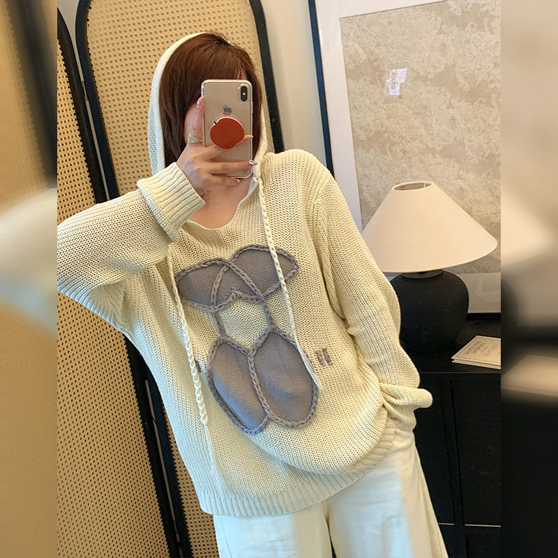 加肥加大200斤大码女装微胖胖mm夏上衣樱桃抽绳连帽套头针织衫女