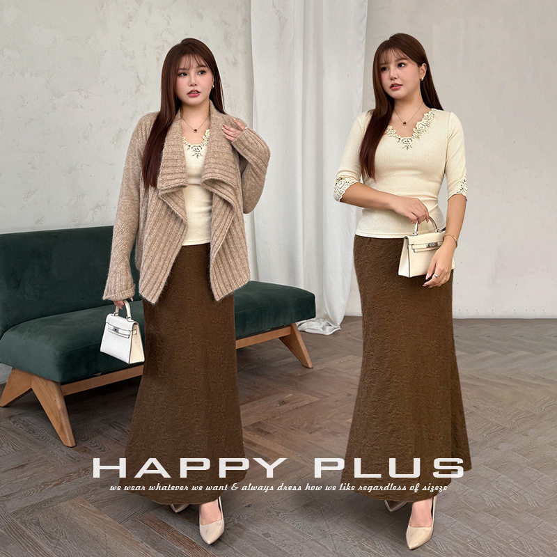 happyhut加肥加大码女装200斤胖mm秋新法式辣妹鱼尾裙半身裙套装