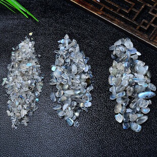 天然灰月光石碎石水晶拉长石蓝光鱼缸花盆瓶盆栽造景石供佛曼扎