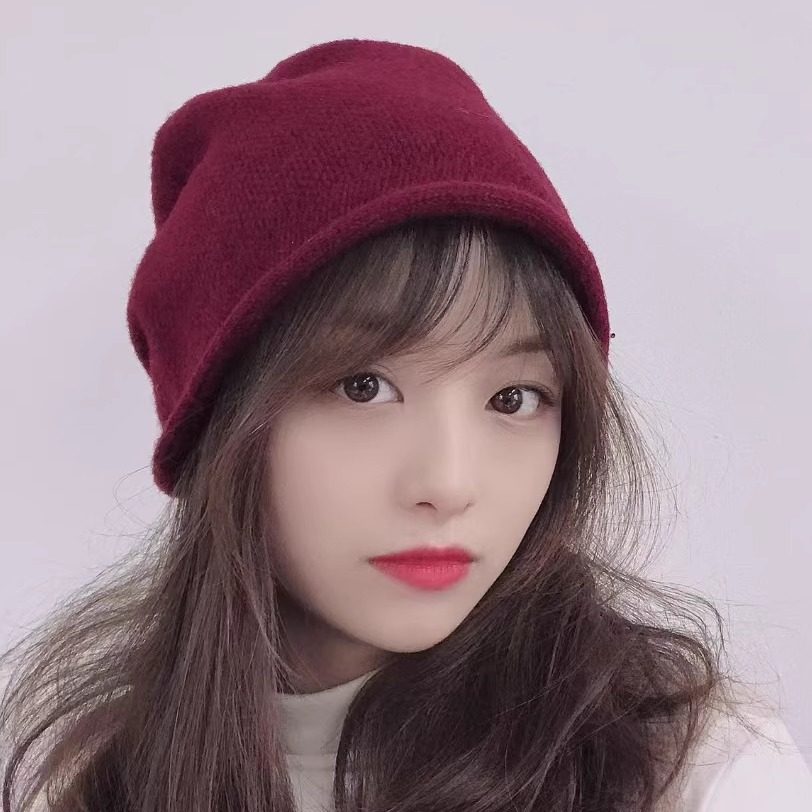 25韩国代购新款羊毛毛线帽秋冬保暖针织帽百搭护耳帽束发净版帽女