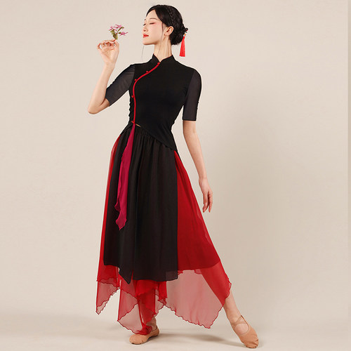 姼俪古典舞蹈服身韵练功服旗袍