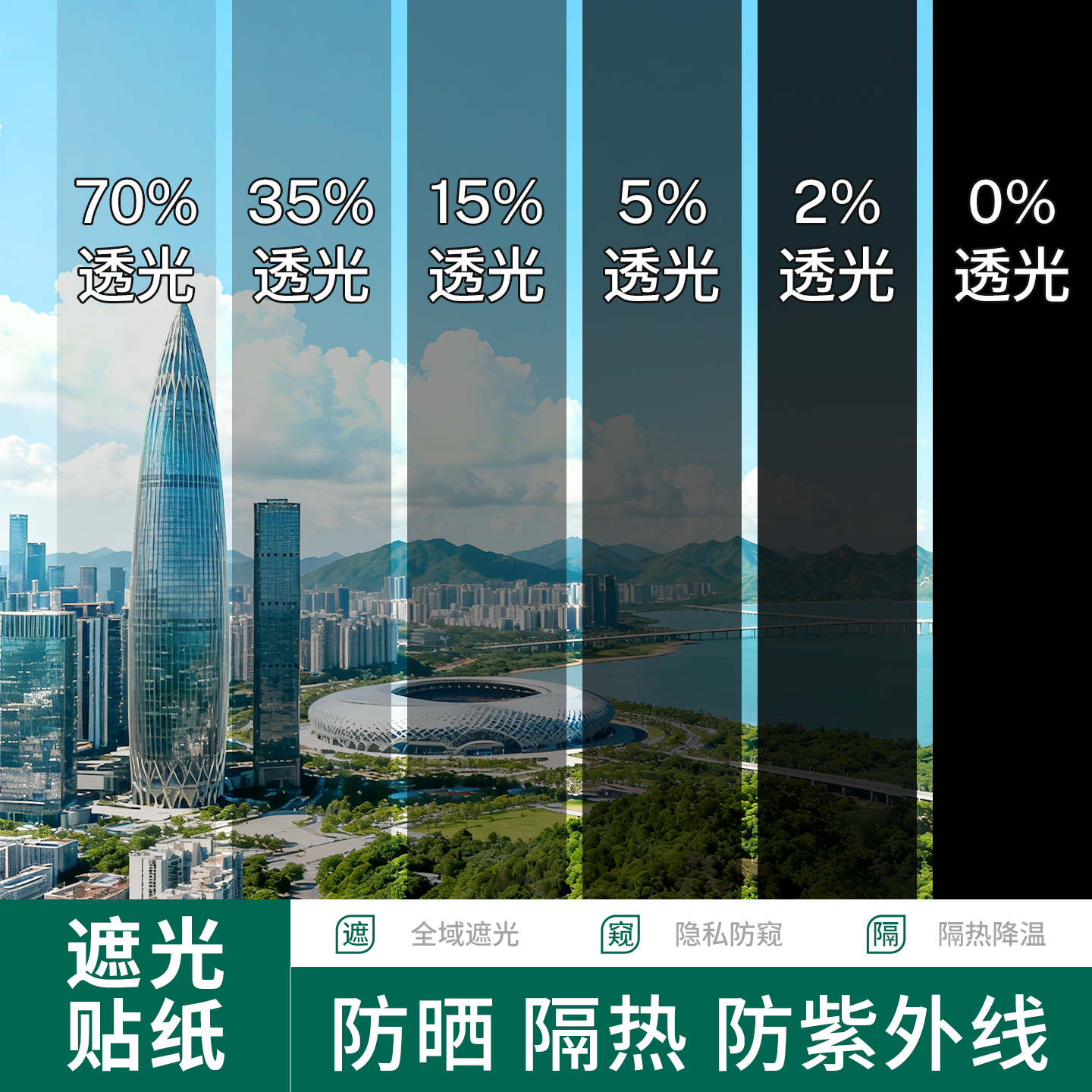 全遮光不透光防窥玻璃贴纸