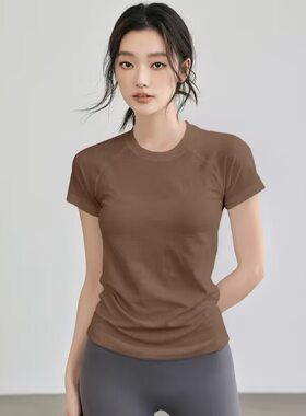 LULU同款2025春夏季新款运动健身短袖速干瑜伽服户外跑步训练上衣