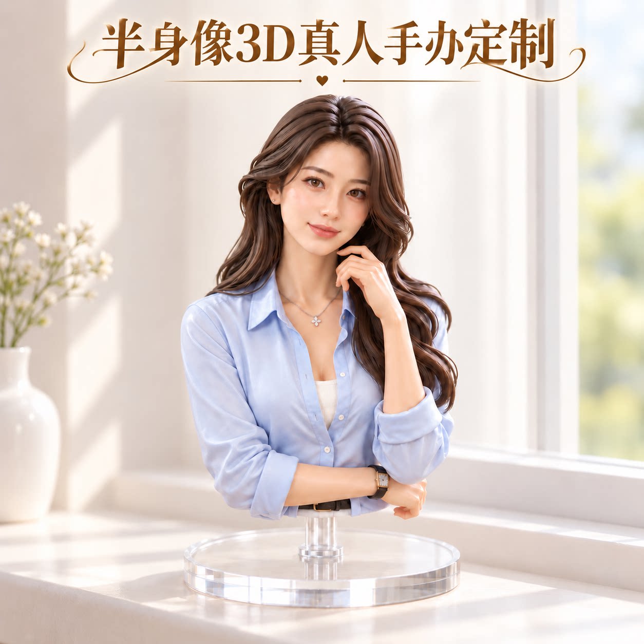 照片定制3D树脂半身人像手办图片
