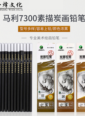 正品马利C7300-6 炭画铅笔 绘图绘画素描铅笔 软中硬炭笔 包邮