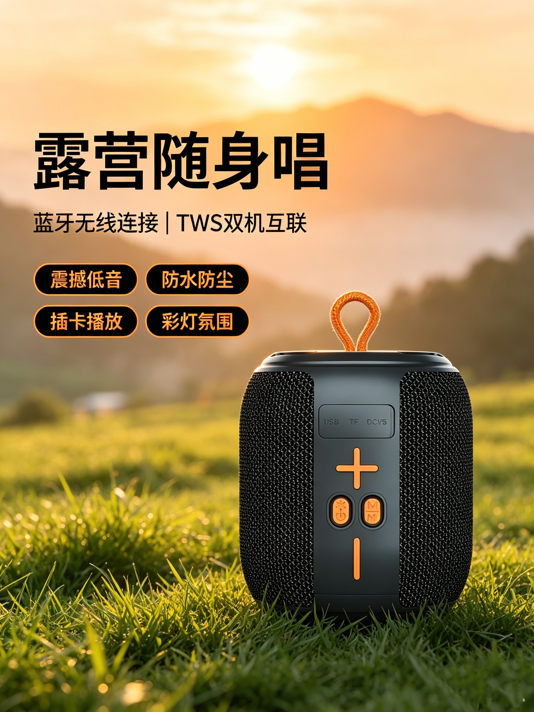 蓝牙插卡重低音音响TWS共联音响