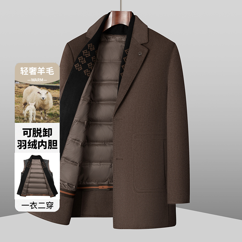 2025年秋冬季男士可脱卸羽绒内胆双面70%羊毛西装6859 p310，男装西服套装，星座210A（原D326A）