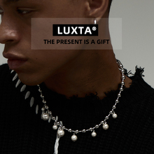 LUXTA原创 50cm圆珠链珍珠项链拼接男嘻哈女短款锁骨链毛衣链潮