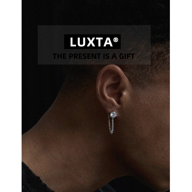 LUXTA纯银流苏钻石耳钉男