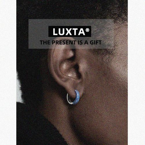 LUXTA嘻哈镶钻男蓝色耳环