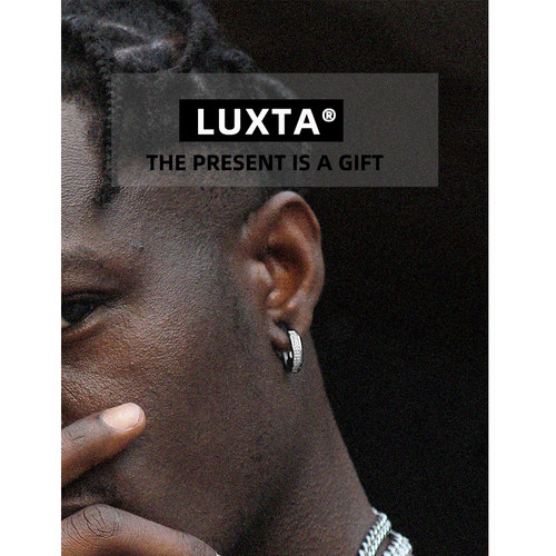 luxtas925纯银满钻潮嘻哈耳环