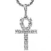 ankh hiphop 潮流复古嘻哈闪钻项链 cross 安可十字架镶钻吊坠同款
