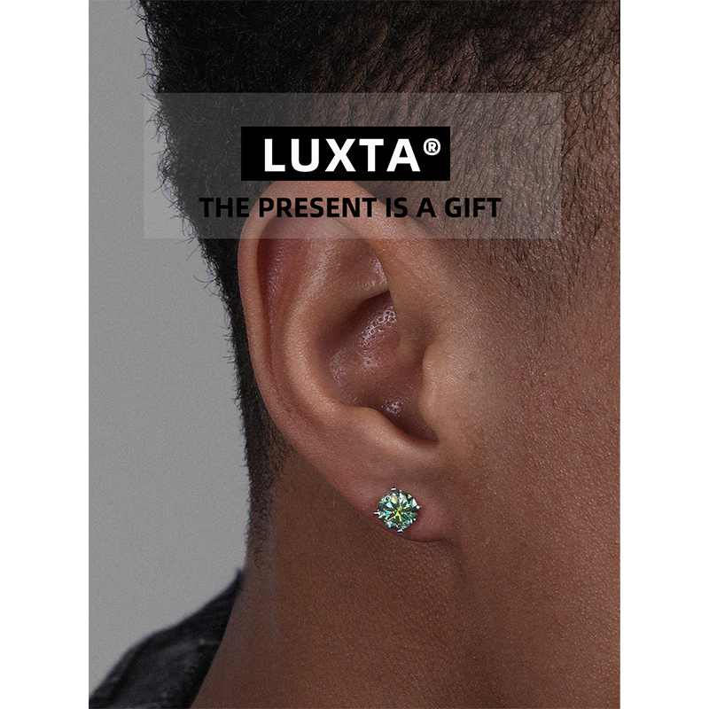 LUXTA莫桑石纯银嘻哈耳钉