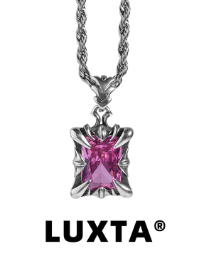 LUXTA纯银复古做旧粉宝石吊坠