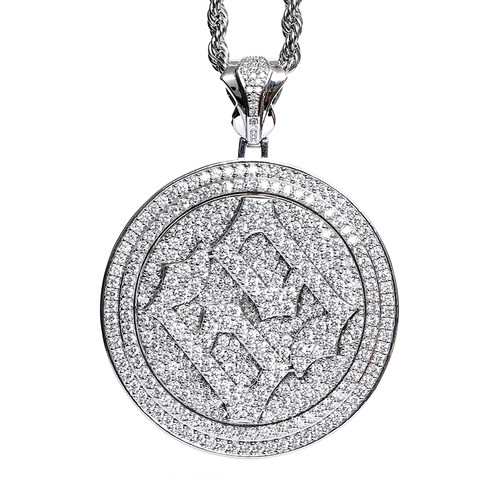 6ix9ine同款满钻69金银圆盘吊坠