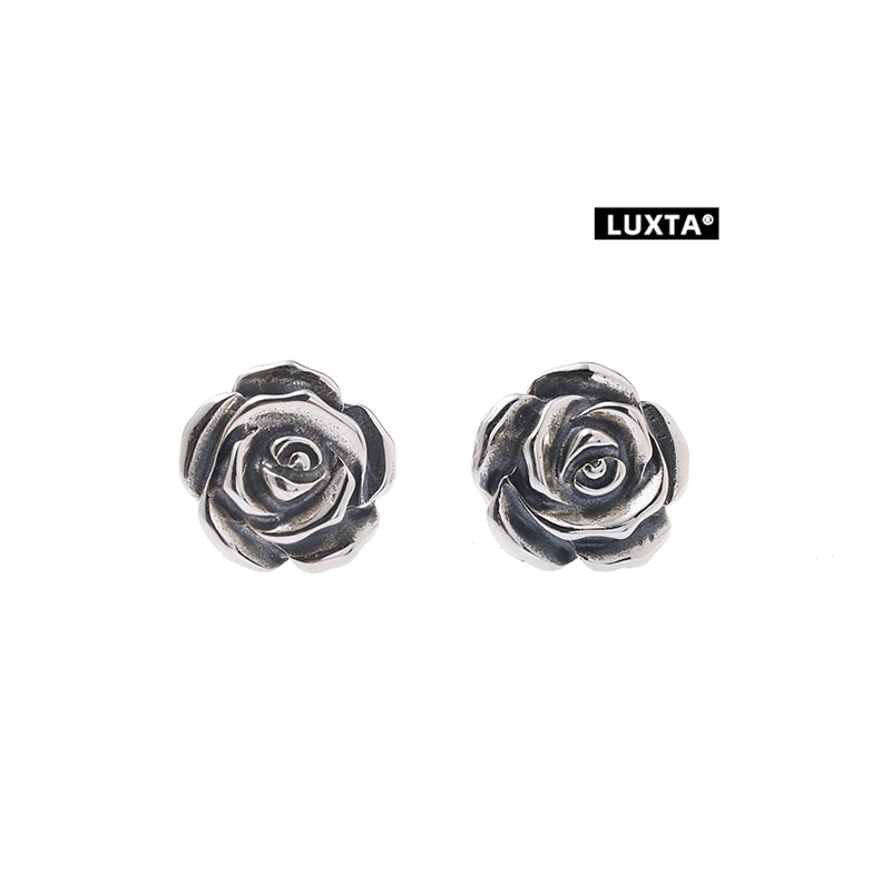LUXTA纯银玫瑰花耳钉男