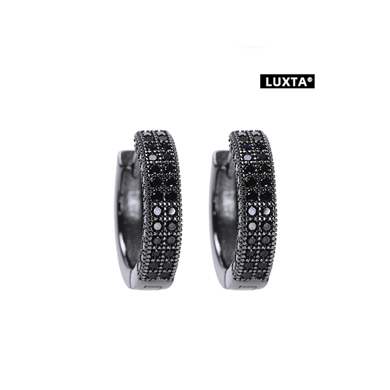 LUXTA原创s925银黑色耳环男嘻哈
