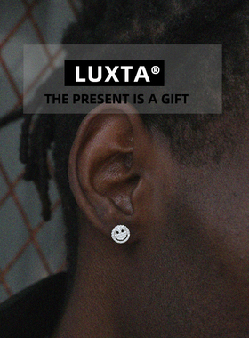 Smile Iced Earring 纯银笑脸耳钉 微镶满闪钻男女情人节礼物嘻哈