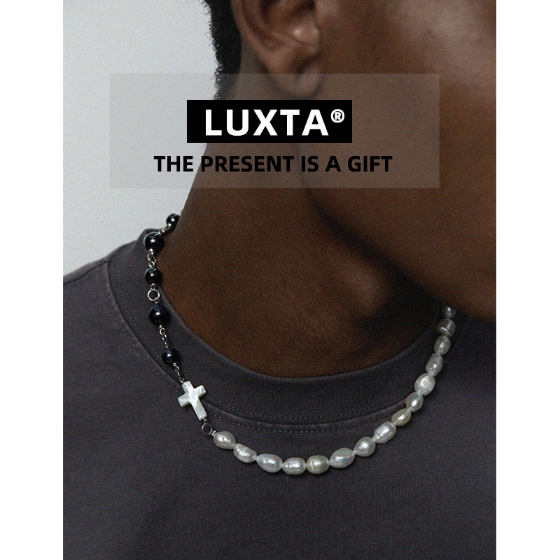 LUXTA原创珍珠拼接虎眼石项链