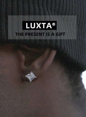 LUXTA S925 Zircon Earrings纯银方钻飞碟扣耳钉男女锆石潮高级感