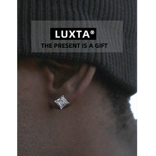 LUXTA S925 Zircon Earrings纯银方钻飞碟扣耳钉男女锆石潮高级感