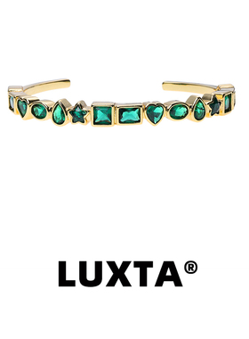 LUXTA嘻哈男金色绿钻手镯