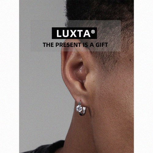 LUXTA纯银莫桑石耳环嘻哈男
