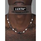 LUXTA原创 巴洛克珍珠健身黑哑铃锁骨链女潮 珍珠拼接项链嘻哈男