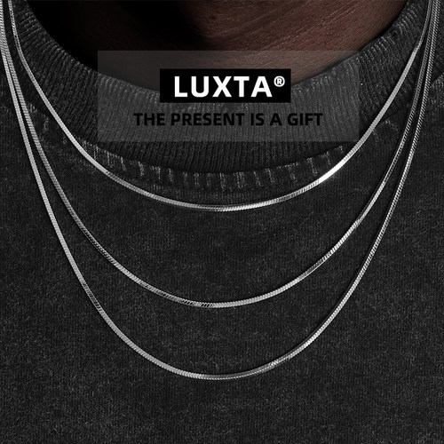 LUXTA925银蛇骨链男镀金项链