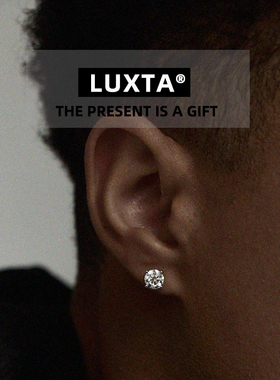 LUXTA 925纯银莫桑石耳钉D色 欧美嘻哈男女1/2克拉镶钻耳饰高级感