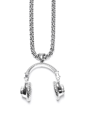 Music headset pendant 音乐耳机项链吊坠镶钻毛衣链男女潮流嘻哈