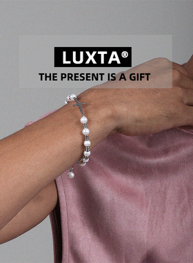 LUXTA男天然珍珠十字架嘻哈手链