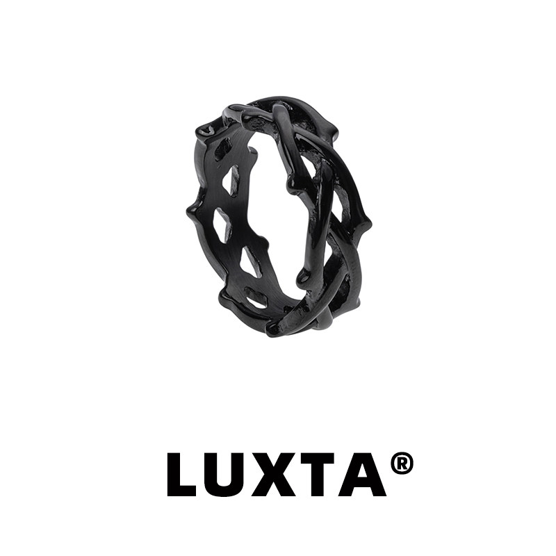 LUXTA 黑色荆棘戒指嘻哈男 指环高级感时尚
