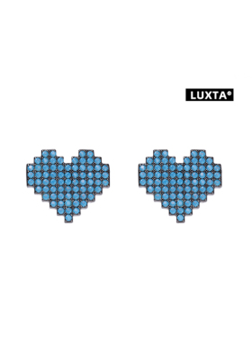 LUXTA纯银爱心蓝色耳钉潮牌