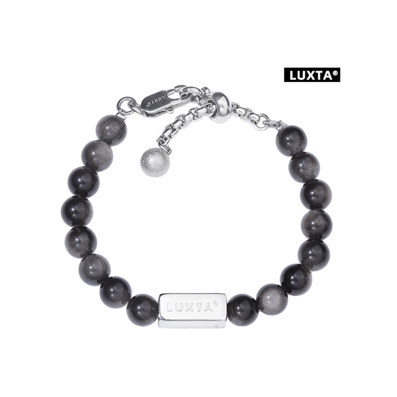 LUXTA原创银黑曜石手链男嘻哈