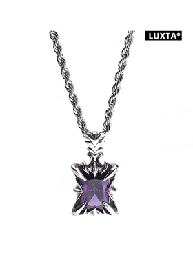 纯银紫宝石项链吊坠复古毛衣链