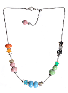 LUXTA原创陶瓷珐琅彩色珠项链