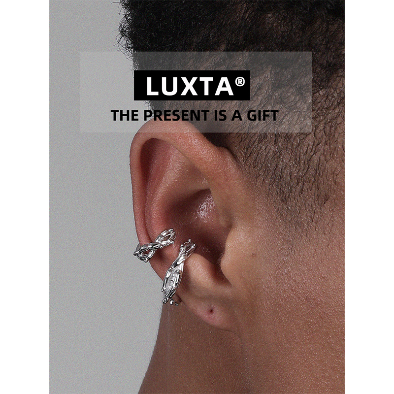 LUXTA纯银无耳洞耳夹嘻哈男荆棘